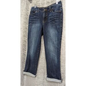 Nine West‎ Vintage America Med Wash Mid Rise Straight Crop Cuff Jeans Size 4/27